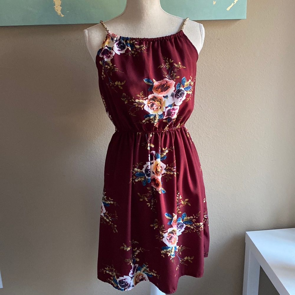 Burgundy floral dress